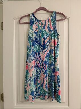 Lilly Pulitzer Coral Reef Print Sleeveless Mini Dress in Blue, Pink, Green